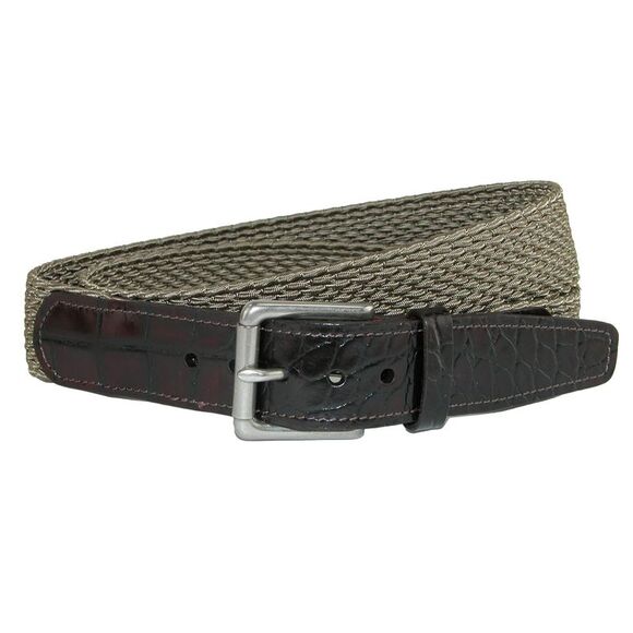CrookhornDavis Men's Hampton Stretch Belt with Croc Print Tabs - Picture 1 of 2
